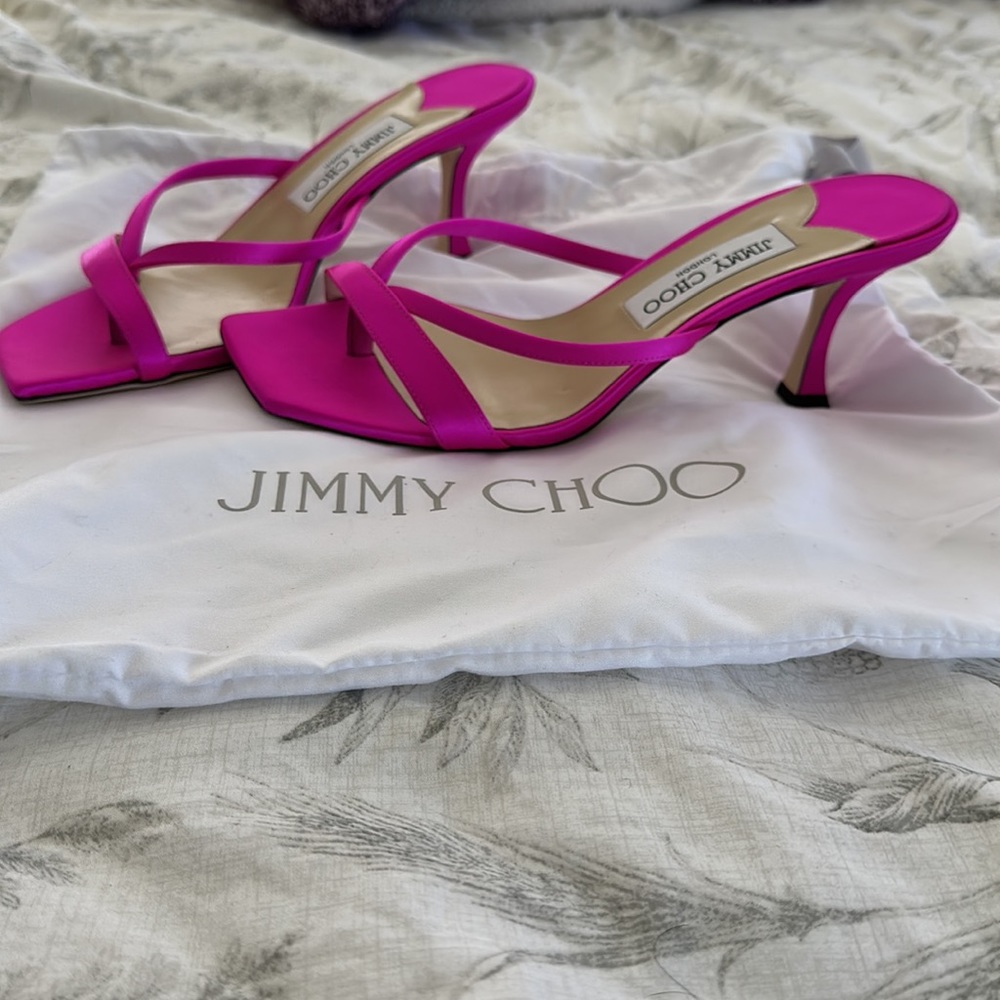 Jimmy choo hot pink sandals. Size 38.5. Never worn!
